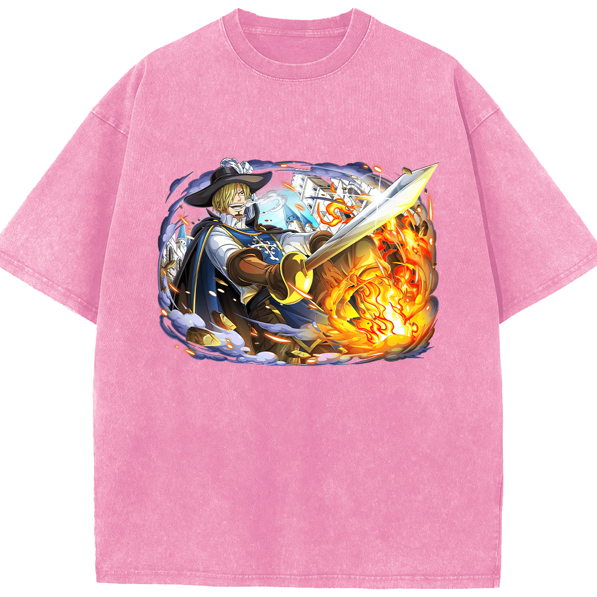 ワンピース サンジ ONE PIECE Sanji 綿100% ヴィンテージ風 半袖Tシャツ（フロントプリント）